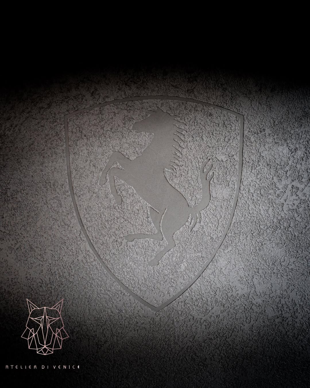 Ferrari branded textured feature wall by Atelier di Venice London