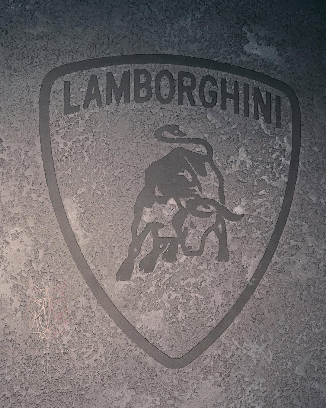 Lamborghini branded textured feature wall by Atelier di Venice London