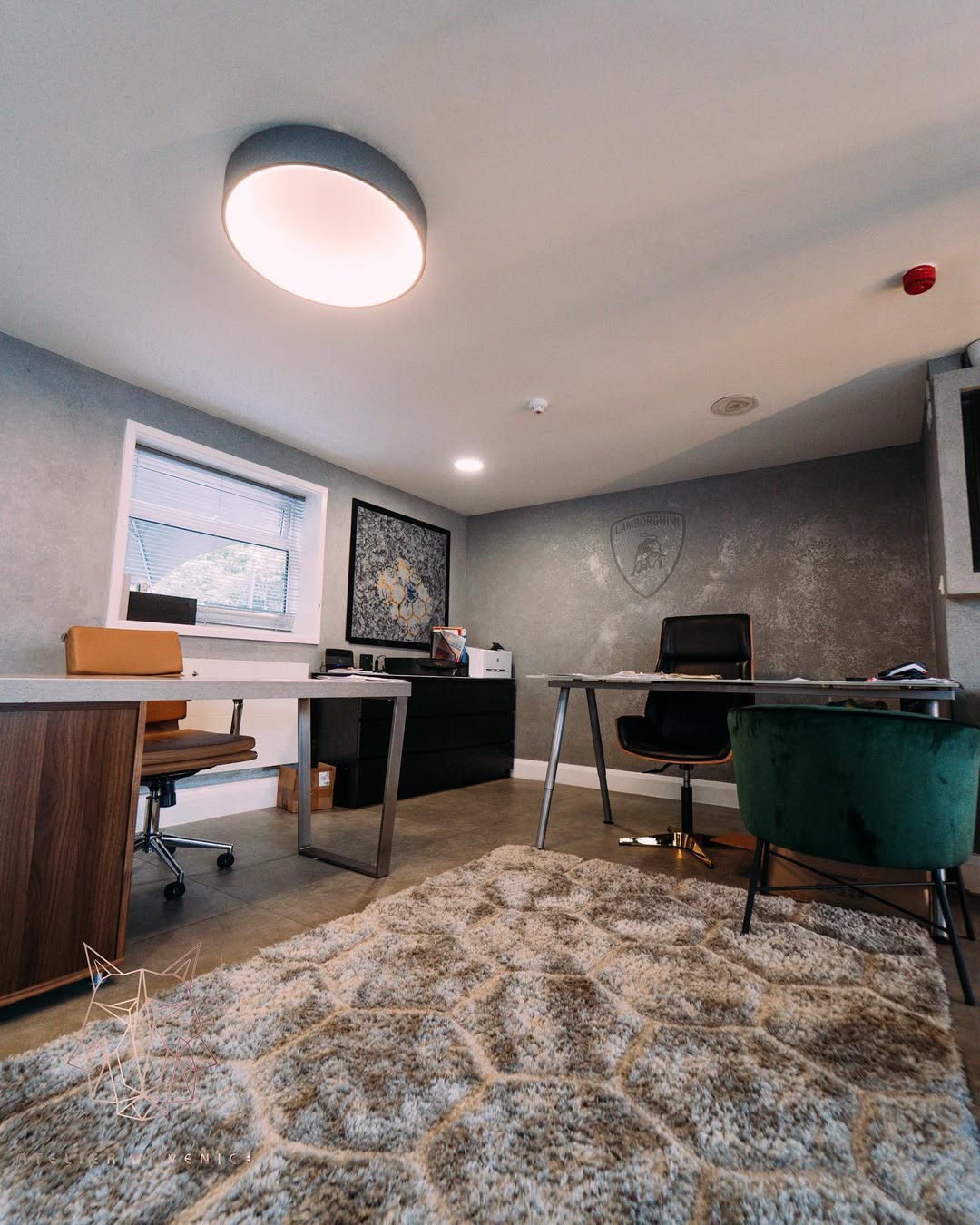 Microcement office installation for Lamborghini London by Atelier di Venice